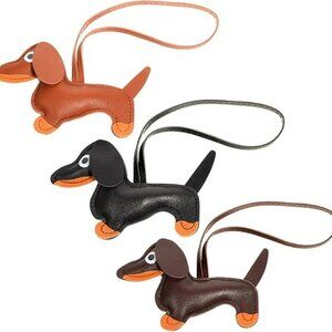 3 Dachshund Keychains Dog Shaped Keychain Keyring Cute Leather Animal